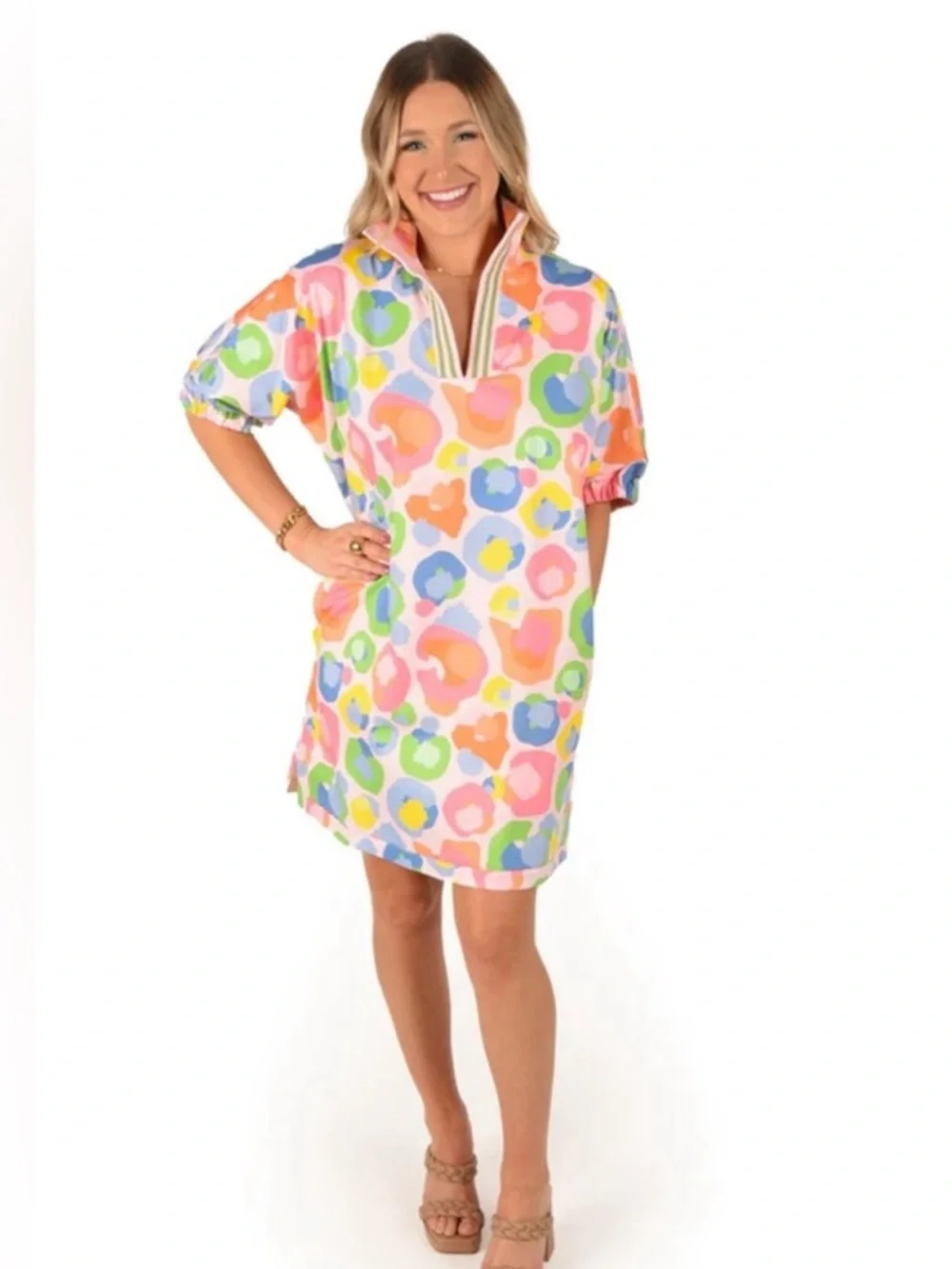 Emily McCarthy Poppy Dress in Multi Spot Cheetah Size Small - Picture 1 of 13